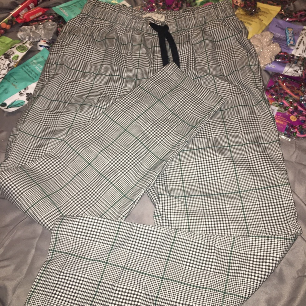 plaid straight leg pants